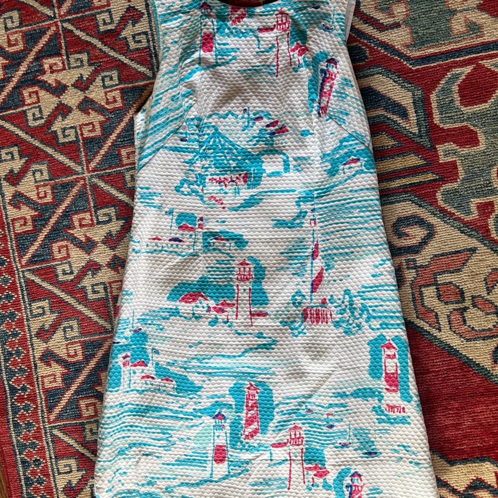 Lilly Pulitzer Blue and Pink Sleeveless Dress Lighthouse